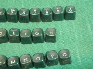 Set of vtg green plastic typewriter keys from Remington Quiet Riter Miracle Tab 3