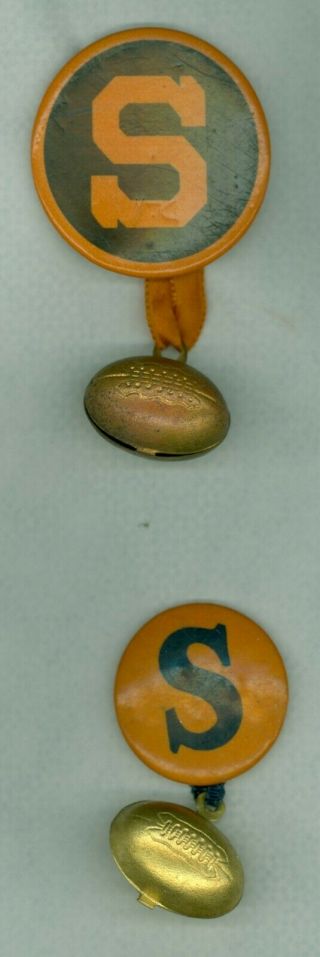 2 Vtg 1920s - 30s Syracuse University Orangemen College Football Pinback Buttons