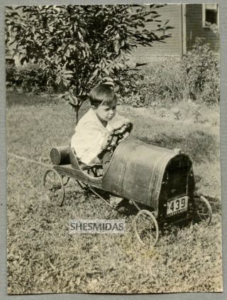 616 Little Boy In His Pedal Car,  Vintage Antique Photo