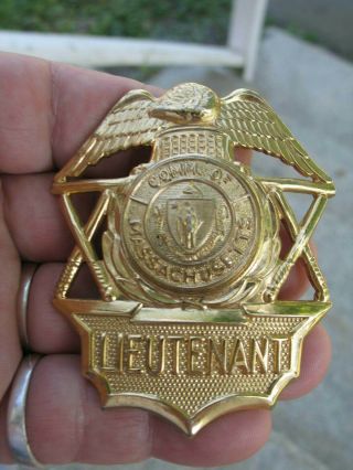 Vintage Obsolete Comm Of Massachusetts Fire Dept Or Police Lieutenant Hat Badge