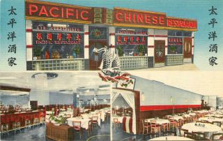 Linen Postcard Pacific Chinese Restaurant Pell St.  Chinatown York