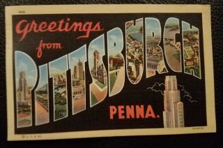 Vintage Antique Pittsburgh Postcard Pa Pennsylvania Greetings From Post Card