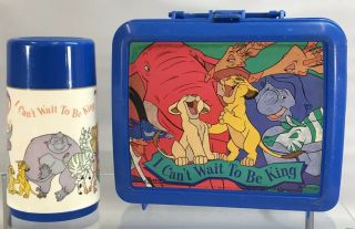 Vintage Disney Lion King I Can’t Wait To Be King Lunch Box Plastic With Thermos