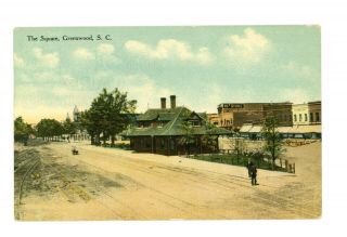 Railroad Station And Town View Greenwood,  South Carolina C 1908