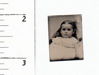 Civil War Era Miniature Gem Tintype Photo Pretty Little Girl.  228w