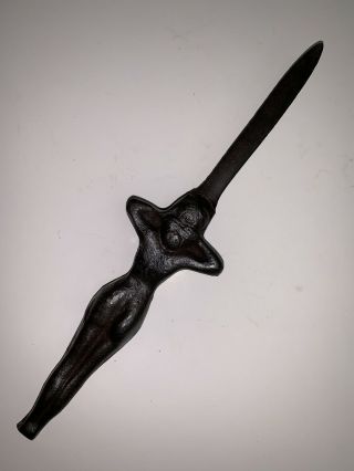 Vintage Cast Iron Nude Naked Woman Female Letter Opener