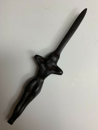 Vintage Cast Iron Nude Naked Woman Female Letter Opener 2