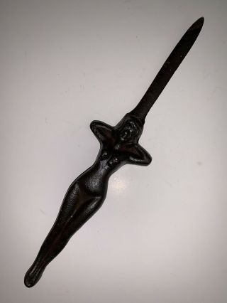 Vintage Cast Iron Nude Naked Woman Female Letter Opener 3