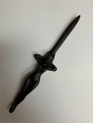 Vintage Cast Iron Nude Naked Woman Female Letter Opener 4
