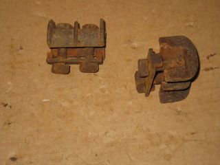 2 Antique Hay Carrier Trolley Track Splice Clamps Double Angle " Boomer " ??