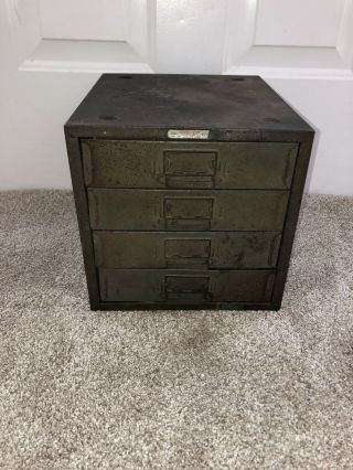 Vintage Union Steel Metal 4 Drawer Storage Box Utility Box With Drawers No 410