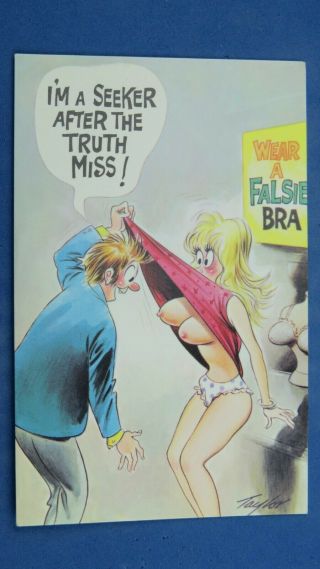 Risque Bamforth Comic Postcard 1970s Big Boobs Falsie Bra Theme