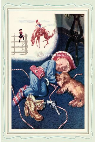 Little Buckaroo Cowboy Rodeo Vintage Image Poster