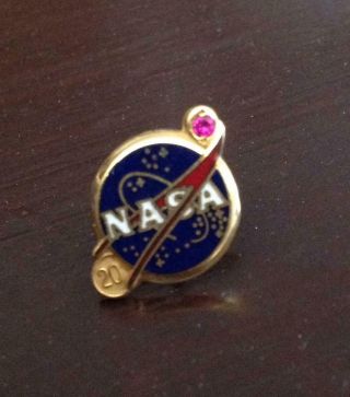Nasa Rare 10k Gold & Blue Enamel 20 Year Service Pin