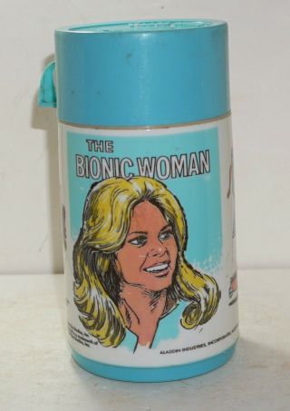 1977 The Bionic Woman Thermos Only (this One Has The Car) Aladdin No Lunch Box