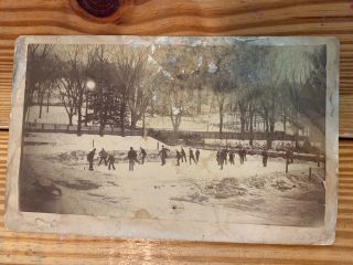 1890s Cabinet Card Photograph Photo Teams Playing Hockey Ice