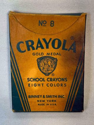 Vintage Crayola School Crayons 8 Binney & Smith York Complete