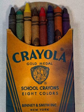 Vintage Crayola School Crayons 8 Binney & Smith York Complete 3