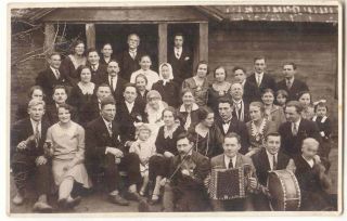 Latvia Ledurga Holiday Real Photo 1920s Local Musicians Violin Concertina Drums