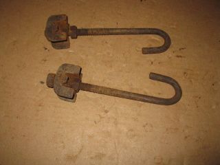 2 Antique Hay Carrier Trolley Track Hangers Double Angle " Boomer " ??