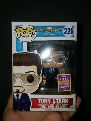 Funko Pop 225 Spider - Man Homecoming Tony Stark 2017 Sdcc Shared Exclusive.