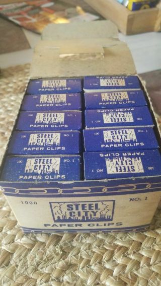 STEEL CITY GEM No 1 Vintage Antique Box Paperclips Clips WHOLE CASE of 1000 2