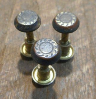 M7 - Antique Domed Saw Nuts Set Of 3 1800s - Screws Hand Saw Medallion Disston