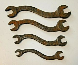 Set Of 4 Vintage S - Shaped Curved Open Ended Wrenches,  Drop Forged,  Made In Usa