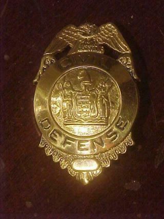 Early Gold Colored Jersey Civil Defense Badge
