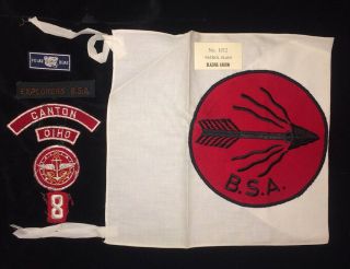 Vintage 1960s Boy Scout Blazing Arrow Patrol Flag with 6 unattached patches 2