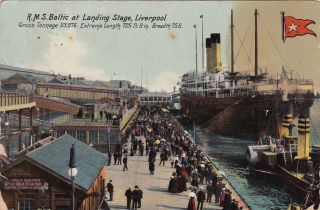Steamship - White Star Line - Baltic At Landing Stage,  Liverpool 1916