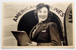 Vintage American Airlines Stewardess In Flight Flagship Fleet Postcard