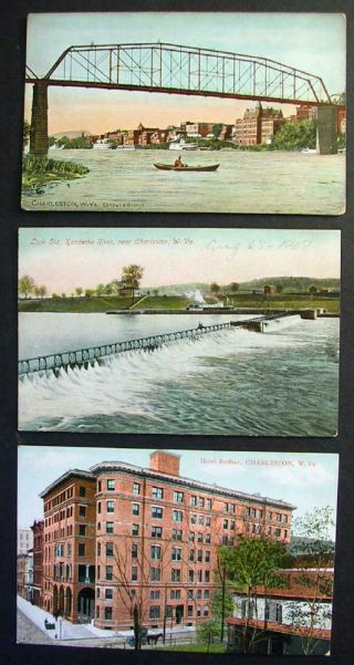 Charleston,  Wv (3) Postcards