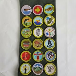 BOY SCOUTS Merit Badge SASH 46 MERIT BADGES Attached Vintage BSA 2