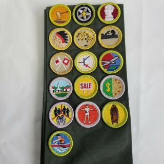 BOY SCOUTS Merit Badge SASH 46 MERIT BADGES Attached Vintage BSA 4