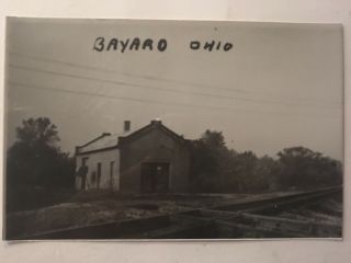 Bayard Ohio Prr Rr Station Railway Railroad Depot B&w Real Photo Postcard Rppc