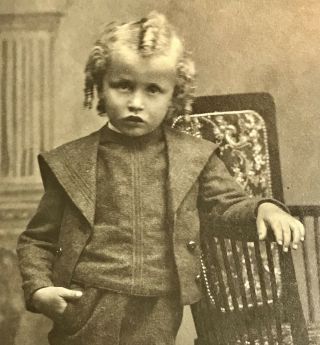 Antique Cabinet Card Photo Of Young Boy With Way Too Cool Attitude