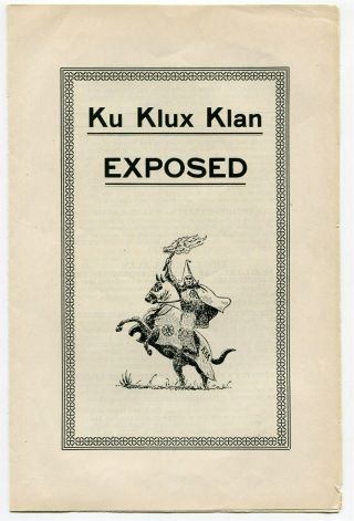 Kkk Ku Klux Klan Exposed Albany York Recruiting Pamphlet 1930s