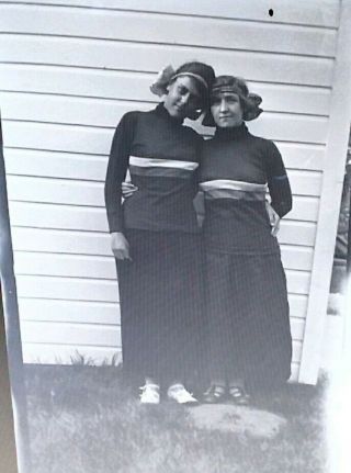 Vintage Old 1916 Photo Neg Of Girls Friends Sports Uniforms Guthrie Center Iowa