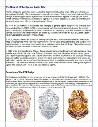 FEDERAL BUREAU OF INVESTIGATION Historical evolution of the BADGE Book by LUCAS 3