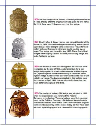 FEDERAL BUREAU OF INVESTIGATION Historical evolution of the BADGE Book by LUCAS 4