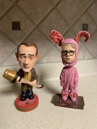 A Christmas Story Movie Bobble Head,  The Old Man & Ralphie In A Bunny Suit