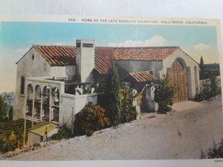 Vintage Postcard Rudolph Valentino Home Hollywood California Street View