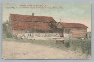Oldest House Marion County Ohio Antique Hand Colored Postcard—prospect Oh 1910