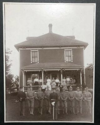 Large Antique Cabinet Card Photo Of U.  S.  Soldiers Mt.  Calvary,  Wisconsin
