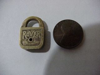 Vintage Tiny Minature All Brass Padlock Marked Rover No Key