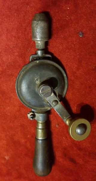 Antique 1900s Yankee North 1530 Ratchet Hand Drill Brass Wood Handle Steampunk