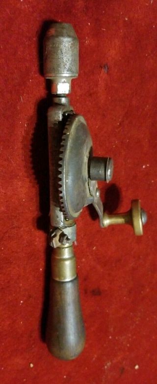 Antique 1900s Yankee North 1530 Ratchet Hand Drill Brass Wood Handle Steampunk 2