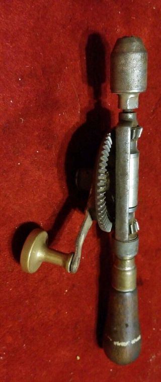 Antique 1900s Yankee North 1530 Ratchet Hand Drill Brass Wood Handle Steampunk 3