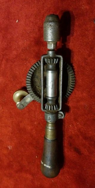 Antique 1900s Yankee North 1530 Ratchet Hand Drill Brass Wood Handle Steampunk 4